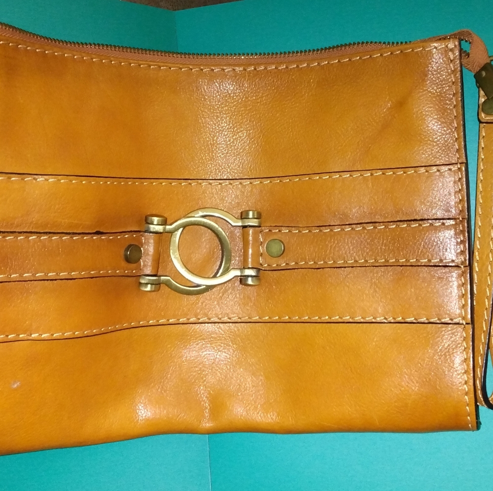 Large Leather Clutch Bag.  Made in Italy.